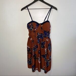 Band of Gypsies Burnt Orange Bodice Floral Mini Dress‎